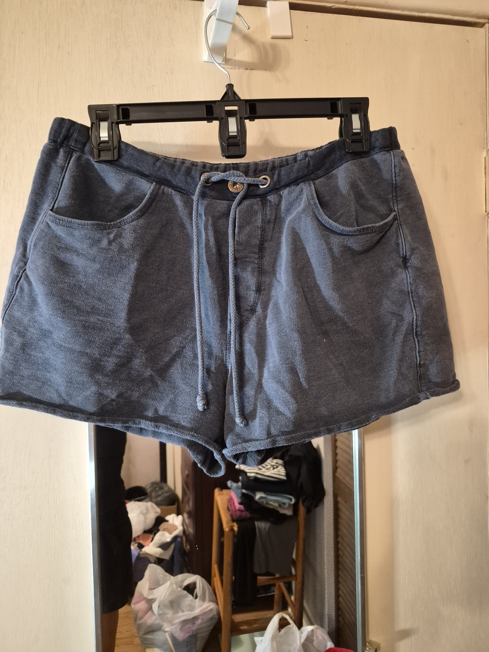 Moda International Slate Blue Drawstring Athletic Shorts - Picture 2 of 6